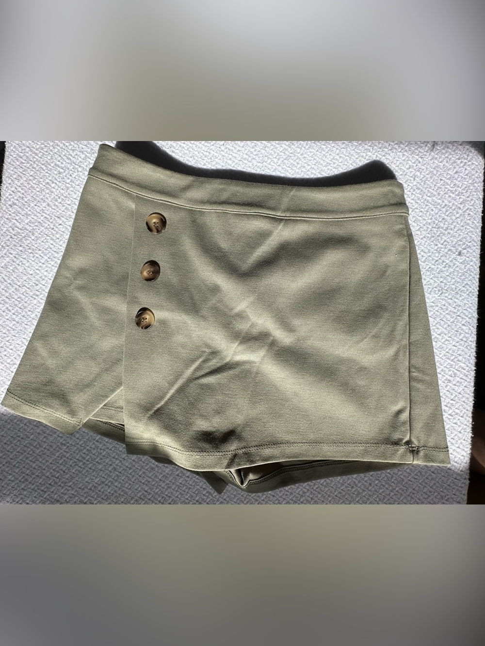 Altar'd State Olive Mini Skort with Three Side Buttons